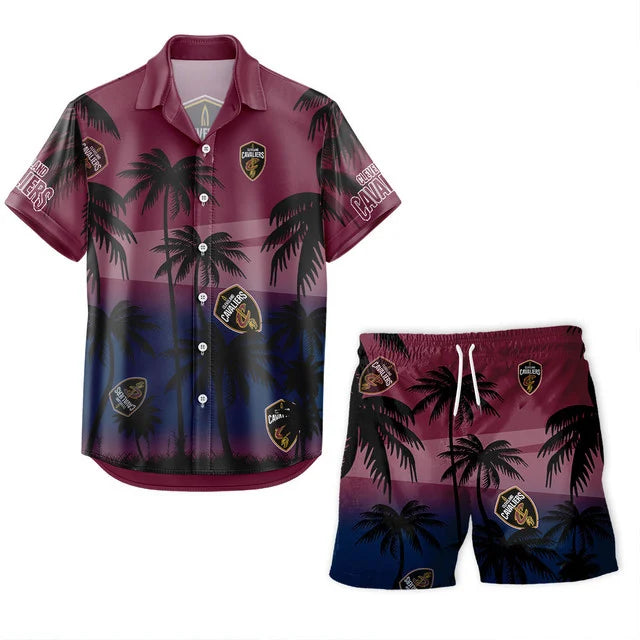 [HOT DEAL] NEW CUSTOMIZED NBA02 CCA CLEVELAND CAVALIERS UNISEX HAWAIIAN SHIRT & SHORTS SET