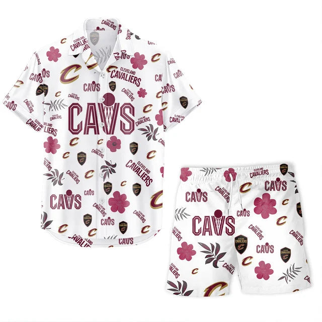 [HOT DEAL] NEW CUSTOMIZED NBA02 CCA CLEVELAND CAVALIERS UNISEX HAWAIIAN SHIRT & SHORTS SET