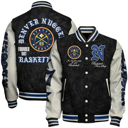 [HOT DEAL] NEW CUSTOMIZED NBA08 DNU DENVER NUGGETS BASEBALL JACKET, SATIN VARSITY JACKET