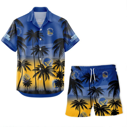 [HOT DEAL] NEW CUSTOMIZED NBA12 GSW GOLDEN STATE WARRIORS UNISEX HAWAIIAN SHIRT & SHORTS SET