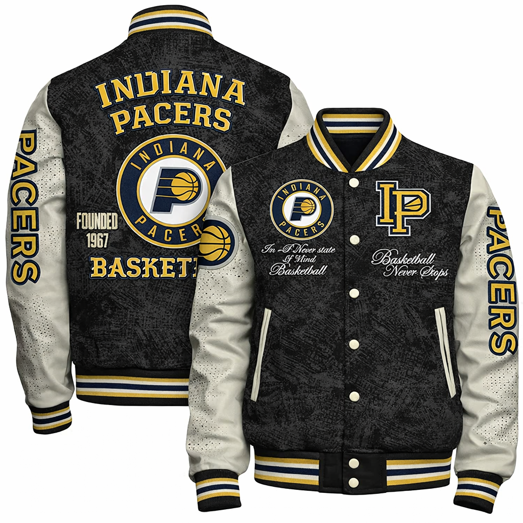 [HOT DEAL] NEW CUSTOMIZED NBA06 IPA INDIANA PACERS BASEBALL JACKET, SATIN VARSITY JACKET