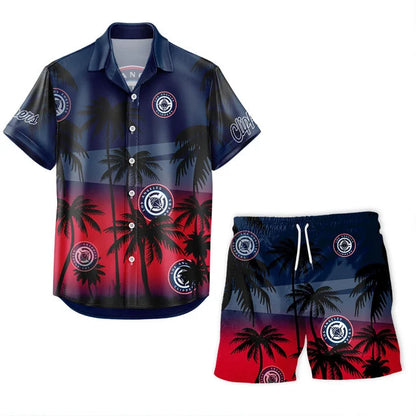 [HOT DEAL] NEW CUSTOMIZED NBA10 LCL LOS ANGELES CLIPPERS UNISEX HAWAIIAN SHIRT & SHORTS SET