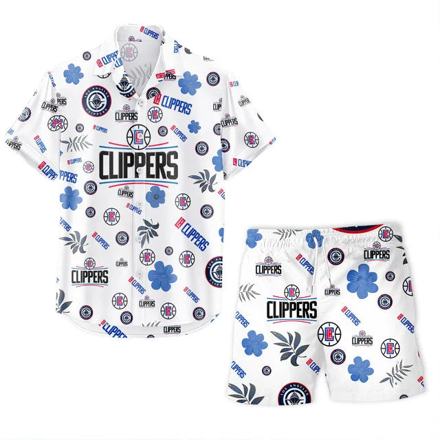 [HOT DEAL] NEW CUSTOMIZED NBA10 LCL LOS ANGELES CLIPPERS UNISEX HAWAIIAN SHIRT & SHORTS SET