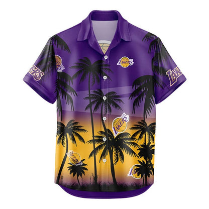 [HOT DEAL] NEW CUSTOMIZED NBA09 LLA LOS ANGELES LAKERS UNISEX HAWAIIAN SHIRT & SHORTS SET