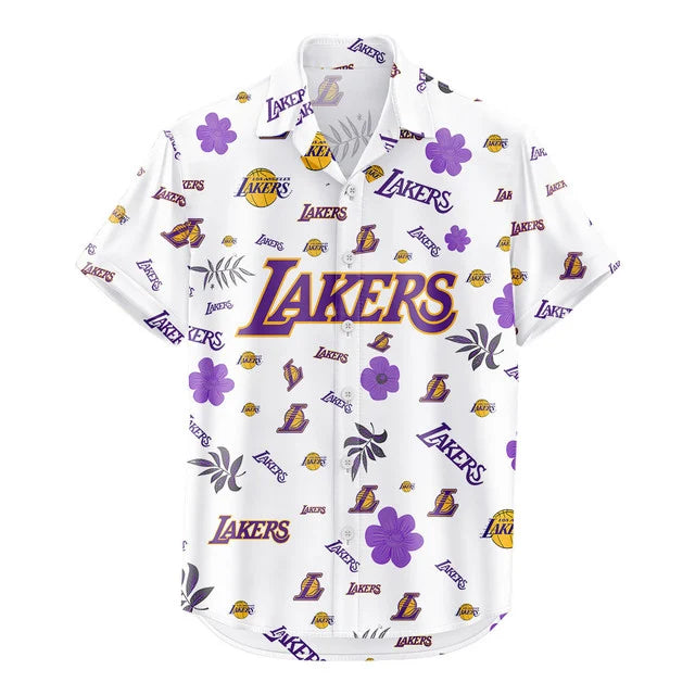 [HOT DEAL] NEW CUSTOMIZED NBA09 LLA LOS ANGELES LAKERS UNISEX HAWAIIAN SHIRT & SHORTS SET
