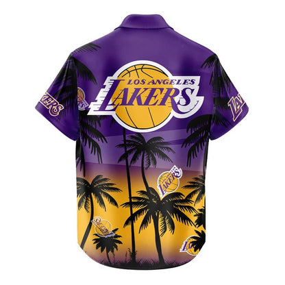[HOT DEAL] NEW CUSTOMIZED NBA09 LLA LOS ANGELES LAKERS UNISEX HAWAIIAN SHIRT & SHORTS SET