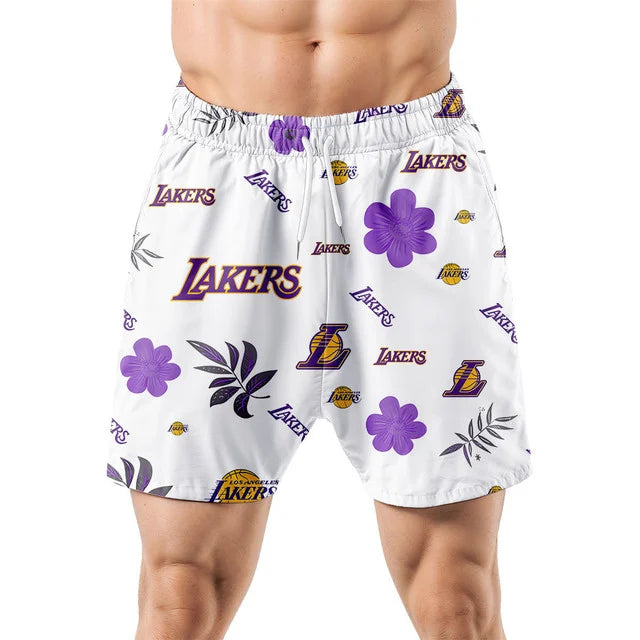 [HOT DEAL] NEW CUSTOMIZED NBA09 LLA LOS ANGELES LAKERS UNISEX HAWAIIAN SHIRT & SHORTS SET
