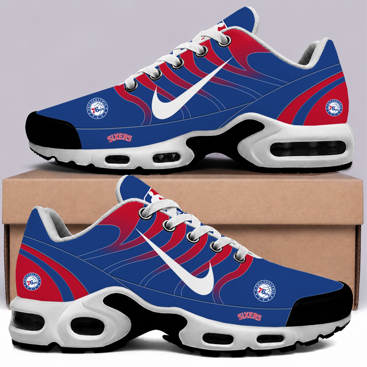 [HOT DEAL] NEW CUSTOMIZED NBA26 P76 PHILADELPHIA 76ERS AIR MAX PLUS SNEAKERS
