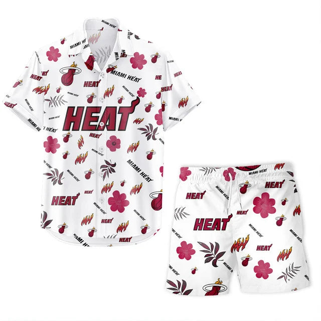 [HOT DEAL] NEW CUSTOMIZED NBA20 MHE MIAMI HEAT UNISEX HAWAIIAN SHIRT & SHORTS SET