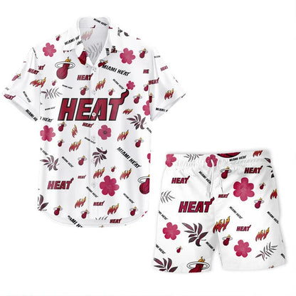 [HOT DEAL] NEW CUSTOMIZED NBA20 MHE MIAMI HEAT UNISEX HAWAIIAN SHIRT & SHORTS SET