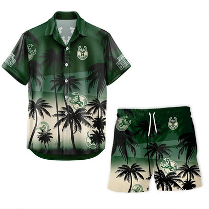 [HOT DEAL] NEW CUSTOMIZED NBA11 MBU MILWAUKEE BUCKS UNISEX HAWAIIAN SHIRT & SHORTS SET