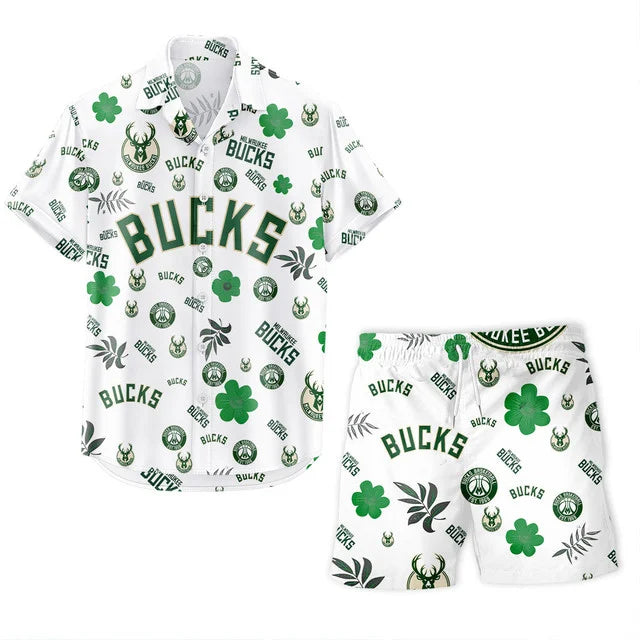 [HOT DEAL] NEW CUSTOMIZED NBA11 MBU MILWAUKEE BUCKS UNISEX HAWAIIAN SHIRT & SHORTS SET