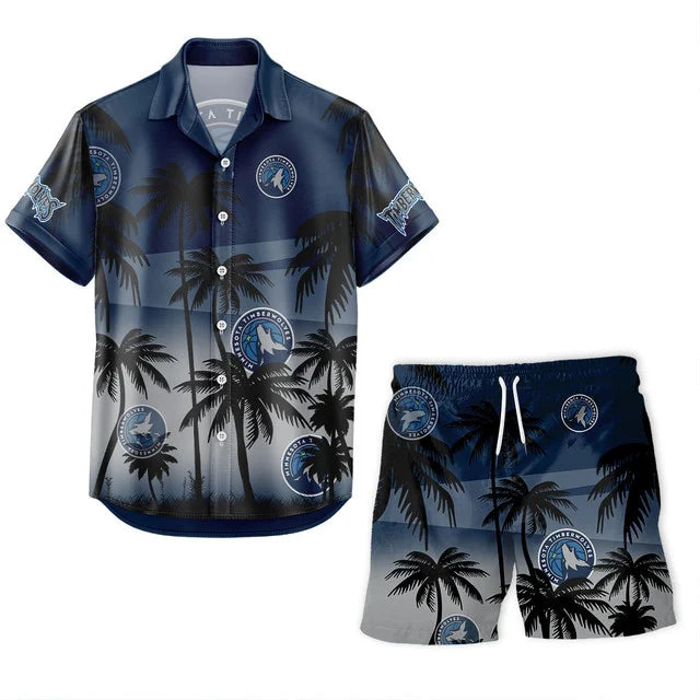 [HOT DEAL] NEW CUSTOMIZED NBA05 MTW MINNESOTA TIMBERWOLVES UNISEX HAWAIIAN SHIRT & SHORTS SET