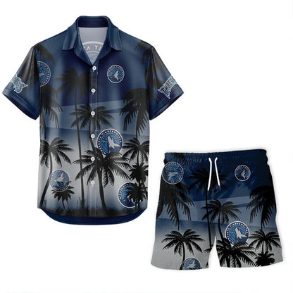[HOT DEAL] NEW CUSTOMIZED NBA05 MTW MINNESOTA TIMBERWOLVES UNISEX HAWAIIAN SHIRT & SHORTS SET