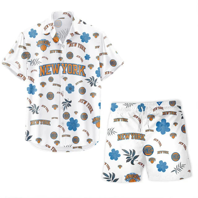 [HOT DEAL] NEW CUSTOMIZED NBA04 NYK NEW YORK KNICKS UNISEX HAWAIIAN SHIRT & SHORTS SET