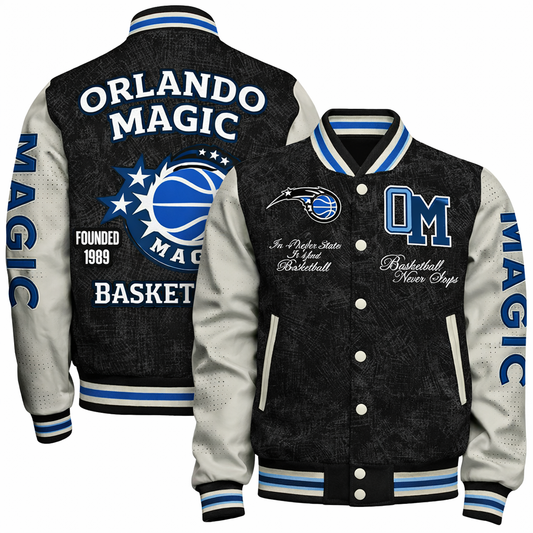 [HOT DEAL] NEW CUSTOMIZED NBA15 OMA ORLANDO MAGIC BASEBALL JACKET, SATIN VARSITY JACKET