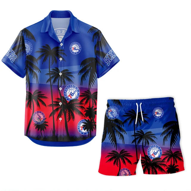 [HOT DEAL] NEW CUSTOMIZED NBA26 P76 PHILADELPHIA 76ERS UNISEX HAWAIIAN SHIRT & SHORTS SET