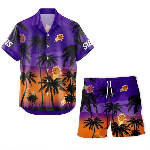 [HOT DEAL] NEW CUSTOMIZED NBA21 PSU PHOENIX SUNS UNISEX HAWAIIAN SHIRT & SHORTS SET
