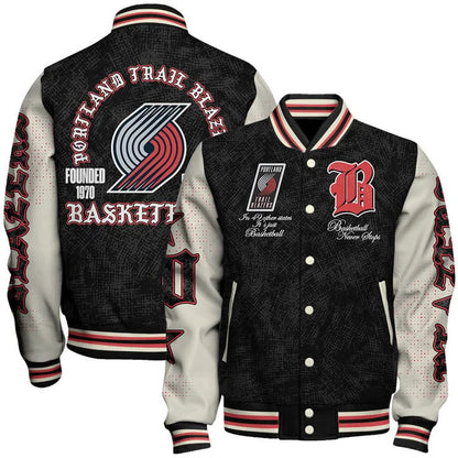 [HOT DEAL] NEW CUSTOMIZED NBA22 PTB PORTLAND TRAIL BLAZERS BASEBALL JACKET, SATIN VARSITY JACKET