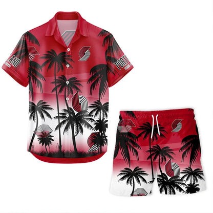 [HOT DEAL] NEW CUSTOMIZED NBA22 PTB PORTLAND TRAIL BLAZERS UNISEX HAWAIIAN SHIRT & SHORTS SET