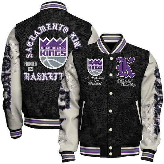 [HOT DEAL] NEW CUSTOMIZED NBA16 SKI SACRAMENTO KINGS BASEBALL JACKET, SATIN VARSITY JACKET