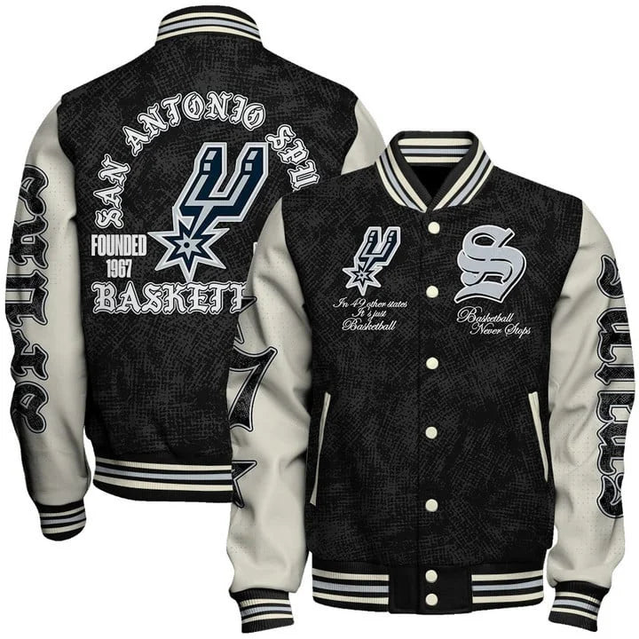 [HOT DEAL] NEW CUSTOMIZED NBA23 SAS SAN ANTONIO SPURS BASEBALL JACKET, SATIN VARSITY JACKET
