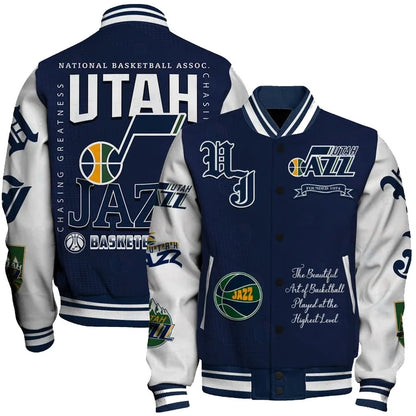 [HOT DEAL] NEW CUSTOMIZED NBA29 UJZ UTAH JAZZ BASEBALL JACKET, SATIN VARSITY JACKET